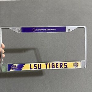 LSU Tigers 2019 National Champions License Plate Frame‎ 6x12 inches Worn Chrome